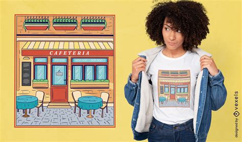 European Outdoor Coffee Shop T-shirt Design Vector Download