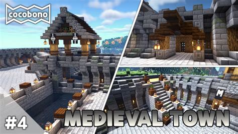 [Minecraft tutorial #28] How to Build Medieval Canal, Stairs, Doors for ...