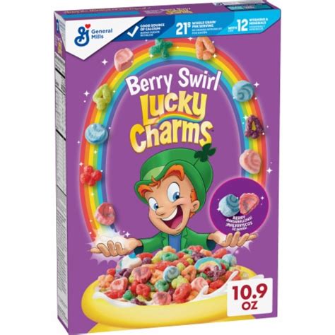 Lucky Charms Berry Swirl Kids Breakfast Cereal with Marshmallows, 10.9 ...