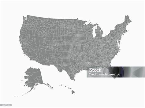 Usa Map With County Borders Stock Illustration - Download Image Now ...