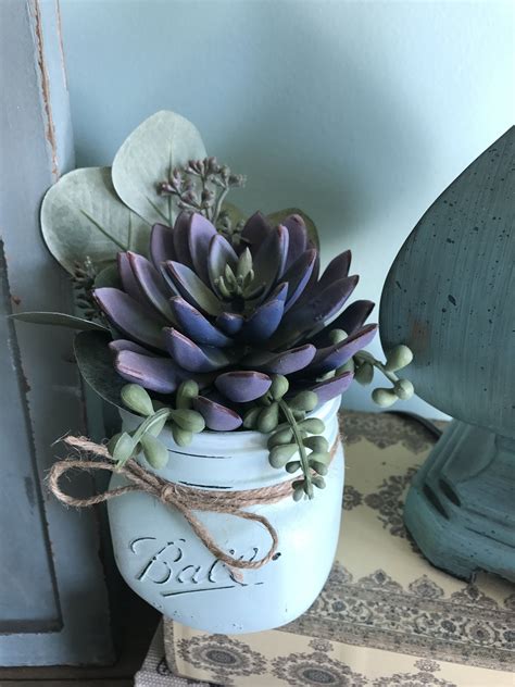 Purple Succulent Mini Arrangement | Purple succulents, Mason jar ...