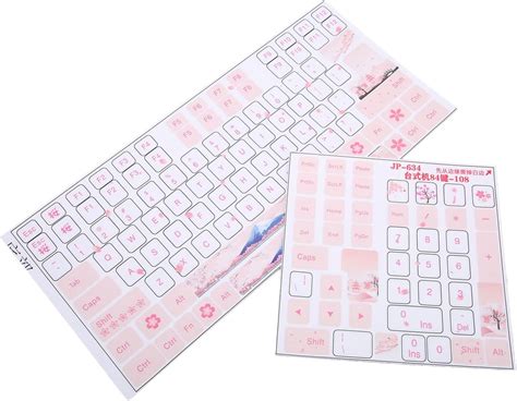 ASHATA Universal English Keyboard Stickers, Pink and White Mechanical ...