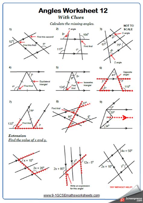 Angles And Parallel Lines Worksheet - Angleworksheets.com