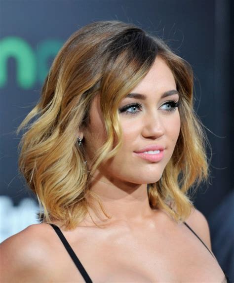 Miley Cyrus Ombre Hair: Layered Mid Length Hairstyles for Women - Hairstyles Weekly