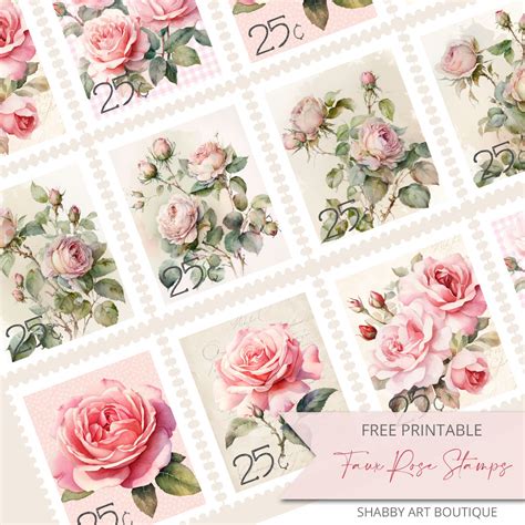 Free Printable Faux Rose Stamps - Shabby Art Boutique