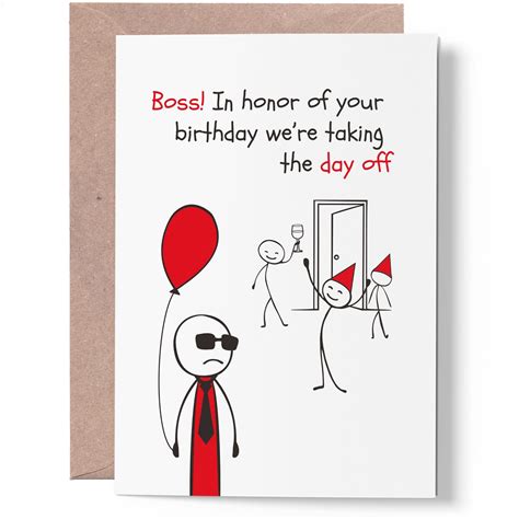 Birthday Card for Boss, Funny Boss Birthday Card, Personalised Employer Birthday Card, Employer ...