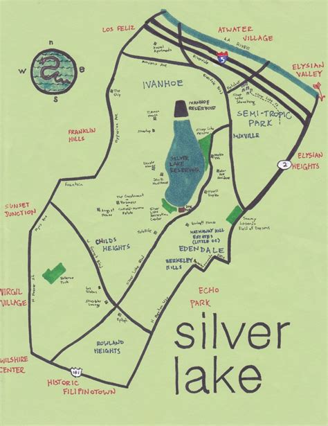 Ink map of Silver Lake (2/5) | Pendersleigh & Sons Cartography | Pint…