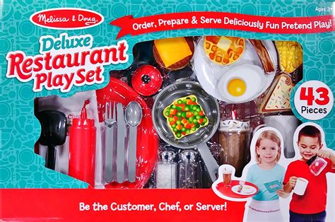 Melissa & Doug Deluxe 43 Piece Restaurant Play Set - Walmart.com ...