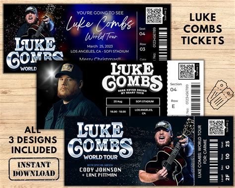 Luke Combs World Tour Ticket Luke Combs Ticket Canva Fully - Etsy