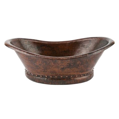 Premier Copper Products Bath Tub Hammered Copper Vessel Sink in Oil Rubbed Bronze-VBT20DB - The ...