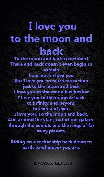 I love you to the moon and back To the moon and back remember? There and back does | Love ...