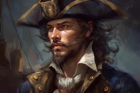 Premium AI Image | A man in a pirate costume with a hat and a beard.