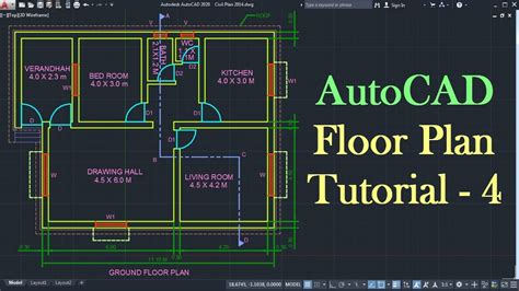 AutoCAD Floor Plan Tutorial for Beginners - 4 - YouTube