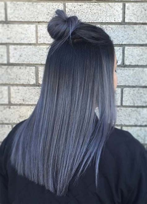 Granny Silver/ Grey Hair Color Ideas: Smoky Grey Straight Hair Grey ...