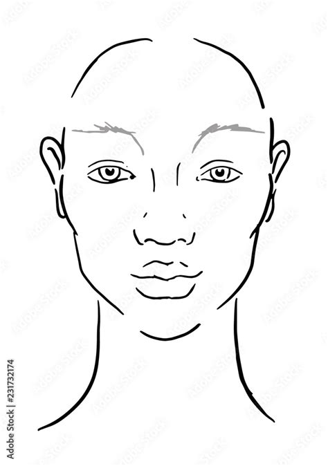 Face chart Makeup Artist Blank. Template. Vector illustration. Stock ...