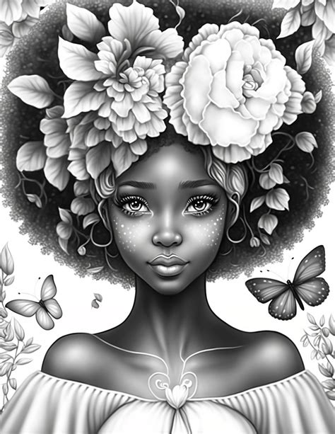 Beautiful Afro Fairies Flowers Coloring Pages For Kids and Adults in 2024 | Coloring pictures ...