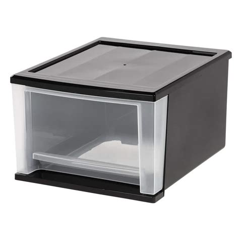 IRIS 17 Qt. Stacking Storage Bin in Black-129805 - The Home Depot