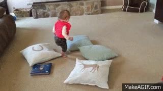 Toddler cat bounce on Make a GIF