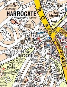 Harrogate A Z Wall Map | Wall maps, Harrogate, Trip