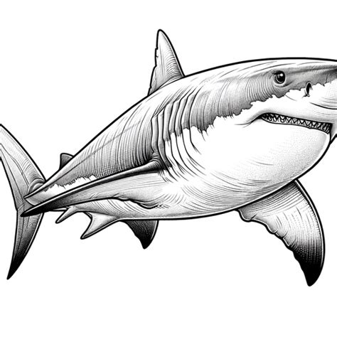 Realistic Great White Shark Coloring Page