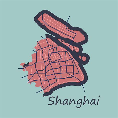 Flat detailed shanghai city road network map vector ai eps | UIDownload