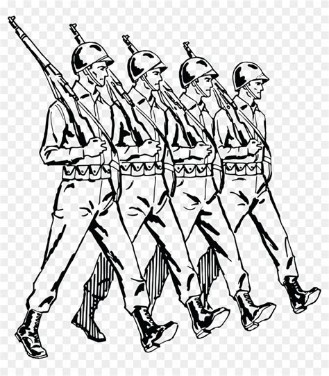 Free Clipart Of A Group Of Marching Army Soldiers - Soldiers Marching Clipart - Free Transparent ...