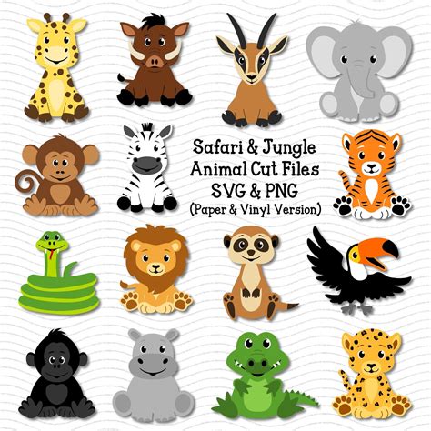 Animal SVG, Safari Animals SVG, Jungle Animals SVG, Cute Animals Svg, Zoo Animals Clip Art, Baby ...