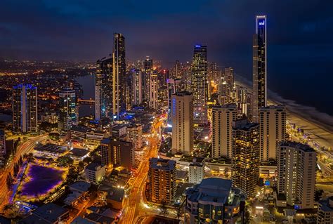 Pictures Australia Queensland, Gold Coast night time Skyscrapers