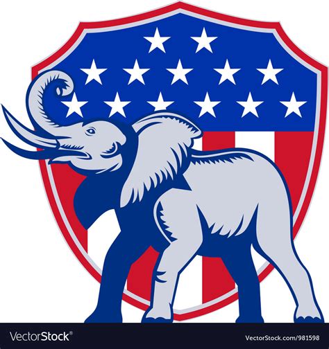 Republican elephant mascot usa flag Royalty Free Vector