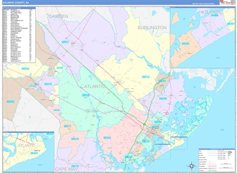 Atlantic County, NJ Wall Map Color Cast Style by MarketMAPS - MapSales