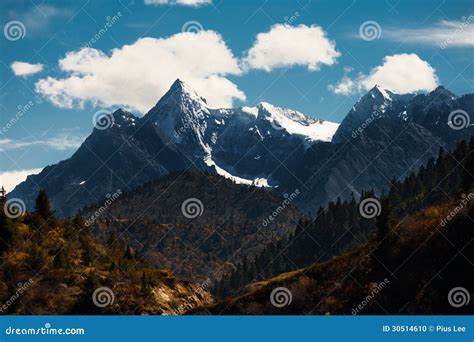 Natural Mountain Landscape Snow Peaks Tibet Far Stock Photo - Image of ...