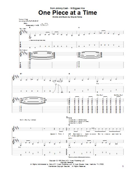 One Piece At A Time by Johnny Cash - Guitar Tab - Guitar Instructor