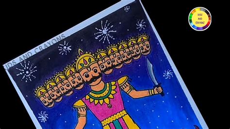 How To Draw Dussehra Scenery | Dussehra Drawing | Ravana Dahan Drawing ...