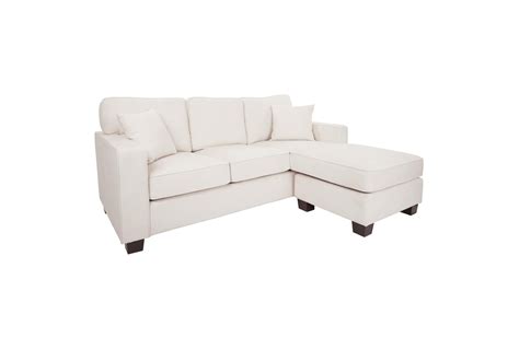 Russell Ivory White Fabric 74" Sofa With Reversible Chaise | Living Spaces