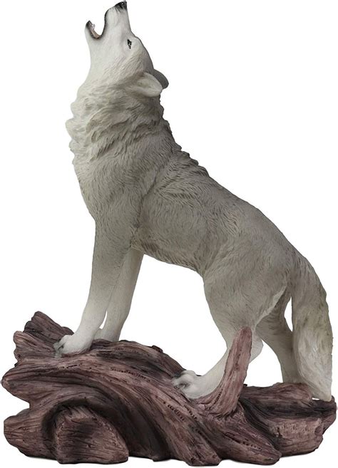 Large Cries Of The Night Howling Alpha Gray Wolf Statue 12"H Spirit ...