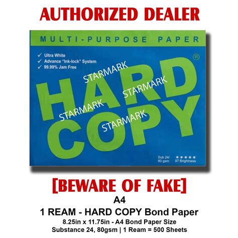 Hard Copy Bond Paper A4 8.25x11.75in Bond Papers Copy Paper Papers ...