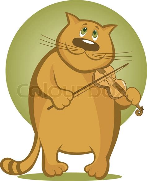 Smiling cartoon cat playing the violin | Stock Vector | Colourbox