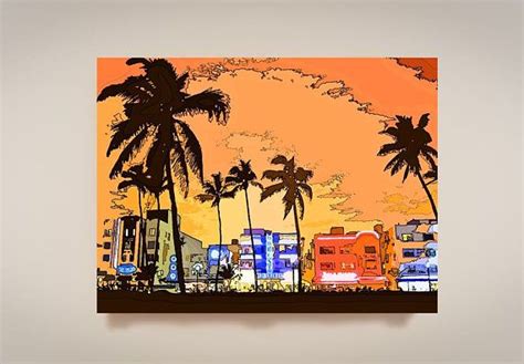 South Beach, Print or Canvas, Miami Beach Decor, Miami City Scene Picture, Florida Wall Art ...