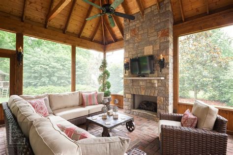 Nashville screen porch outdoor fireplace - The Porch Company | Porch ...