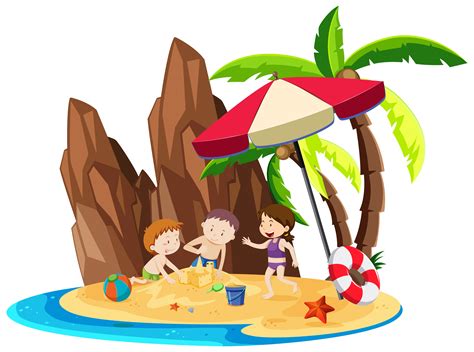 Kids Playing at the Beach 299305 Vector Art at Vecteezy