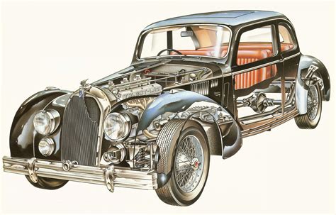 Talbot-Lago T26 Record Cabriolet Cutaway Drawing in High quality