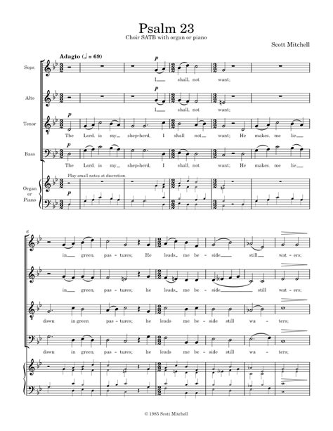 Psalm 23 Sheet music for Voice, Organ | Download free in PDF or MIDI | Musescore.com