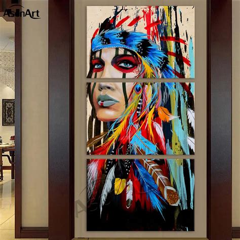 Native American Framed Wall Art, Native American Indian Brave Warrior Wall Art Contemporary ...