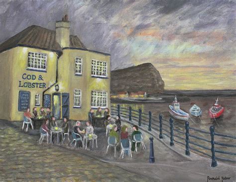 The Cod and Lobster - Staithes Painting by Ronald Haber - Fine Art America