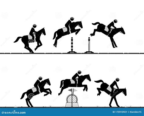 Sequences of Horse Jumping Over Obstacles Stock Vector - Illustration ...