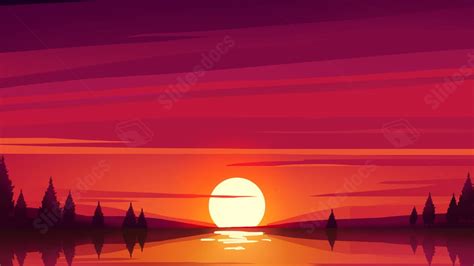 Sunset Nature Dark Sky Red On The Lake Powerpoint Background For Free ...