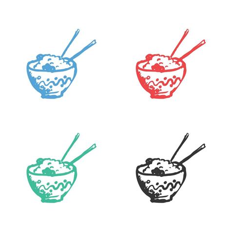 Rice bowl icon, Rice Bowl with Chopsticks icon, Asian cuisine, Rice Bowl Logo Design with Spoon ...