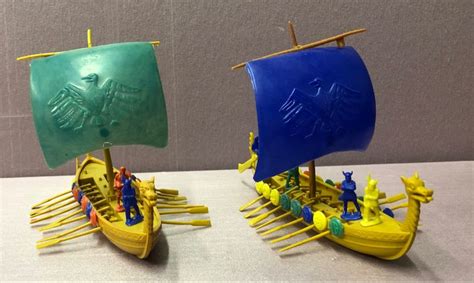 Giant plastic corp Viking ships with Vikings, 1960’s