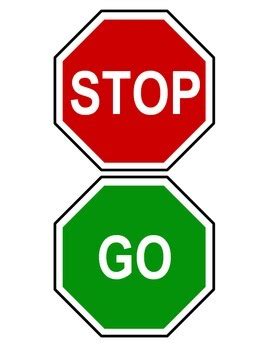 Red/Green Stop and Go Classroom Bathroom Door Hanger Sign Mini Visuals