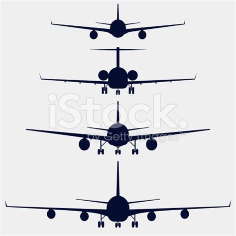 Airplanes silhouette front view royalty-free stock vector art Aviation ...